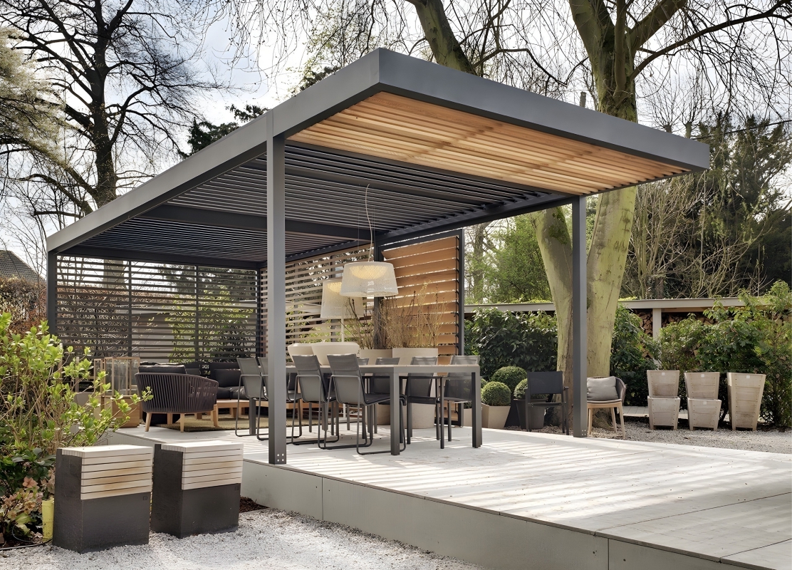 Современный навес пристроенный к дому «веранда»