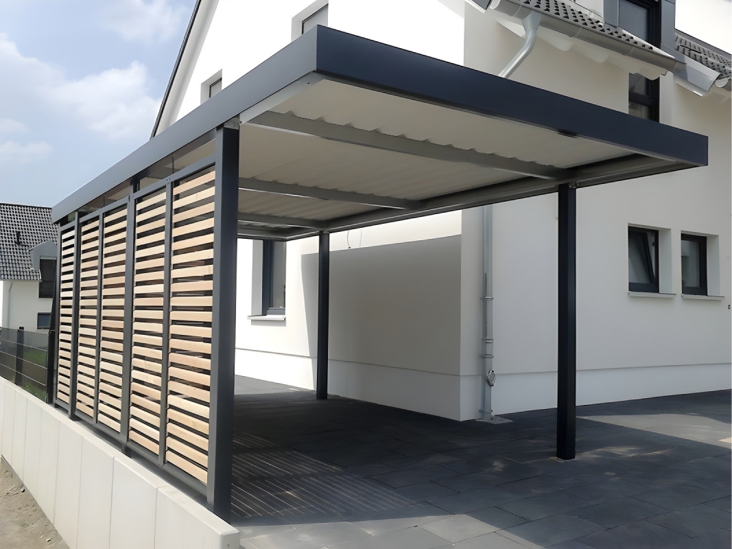 Современный навес пристроенный к дому «веранда»